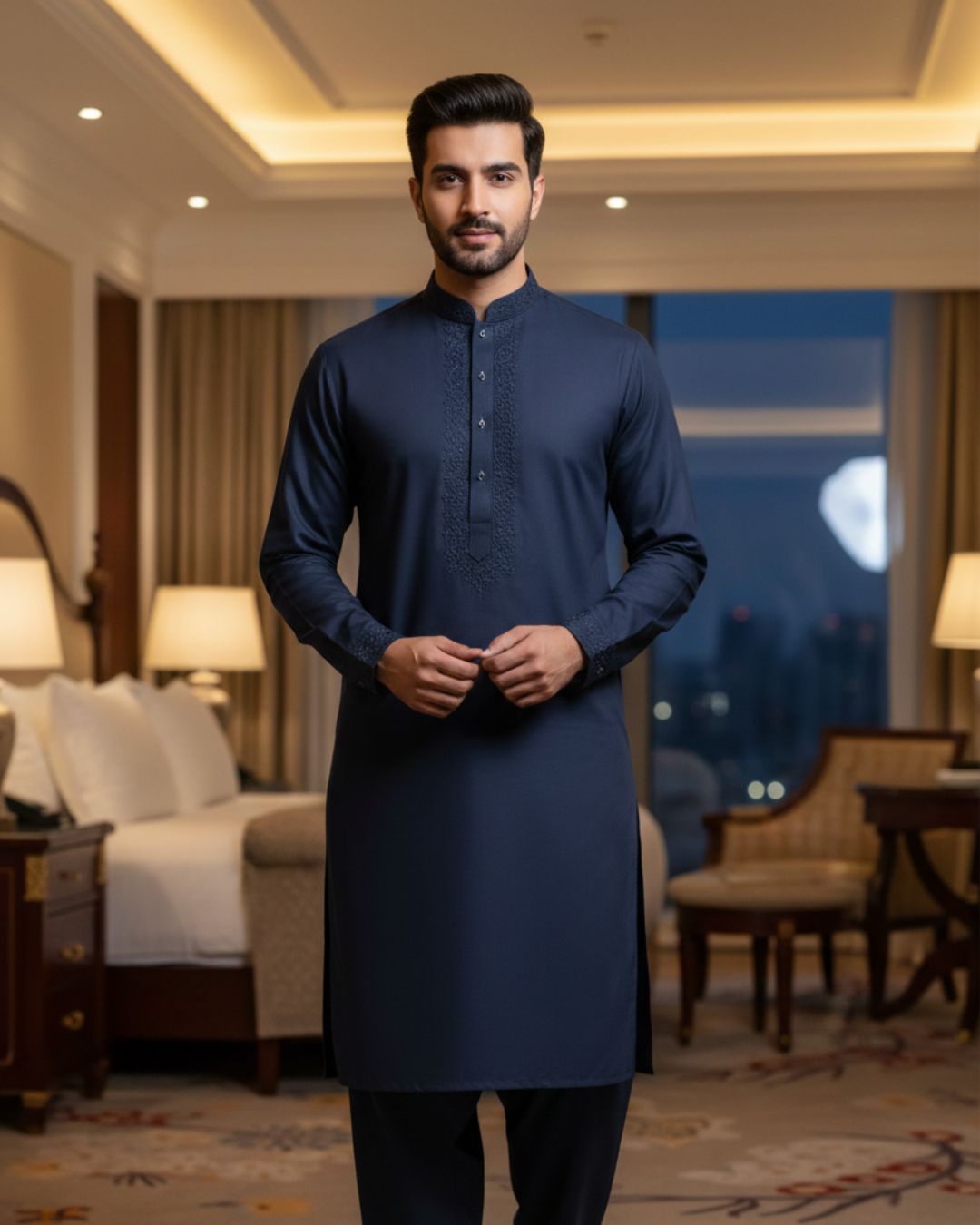 Men's Unstitched Deep Blue Wash & Wear Suit