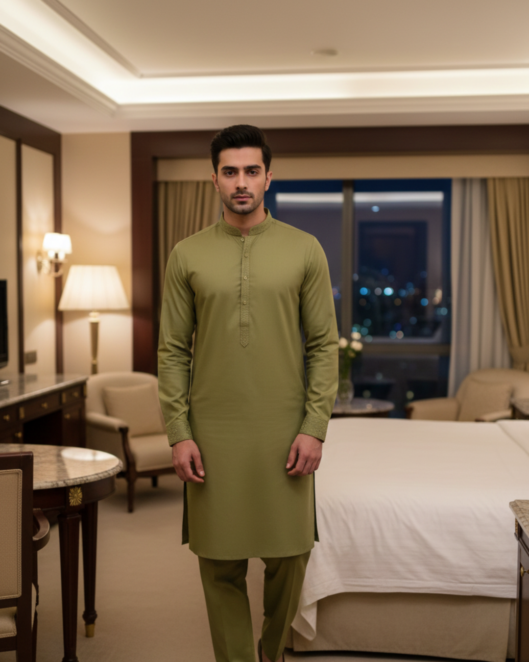 Men's Unstitched Beige Wash & Wear Suit