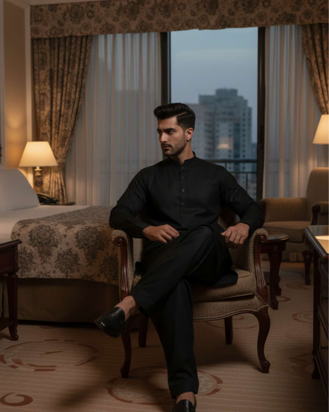 Men's Unstitched Black Wash & Wear Suit